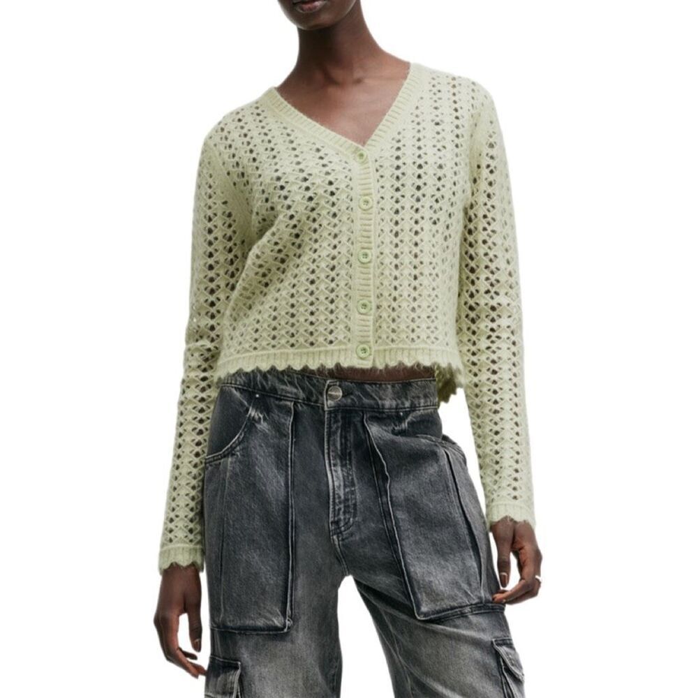 NWT Allsaints Vivienne open stitch cardigan in earth green Size XS